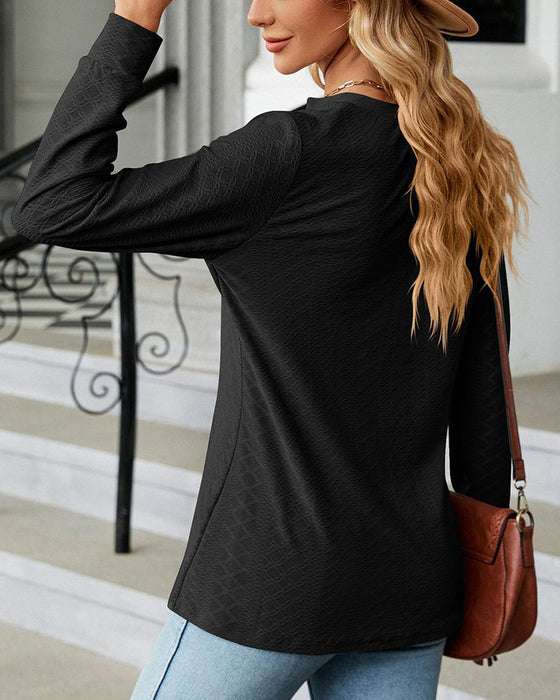 Haut col V de couleur unie