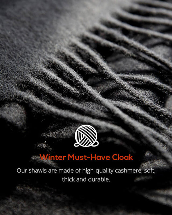 Cape À La Mode Épais Col En Fourrure Écharpe