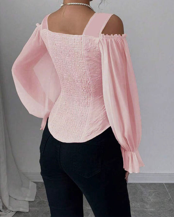 Blouse Off-Épaule Manche Longue Taille