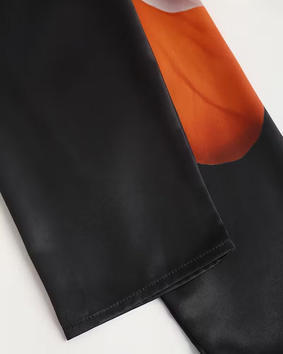 Blouse Revers Épaule Droite Imprimée