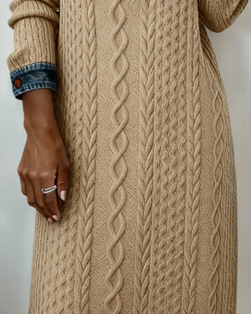 Robe À Col En Jean, Motif Torsadé Et Patchwork