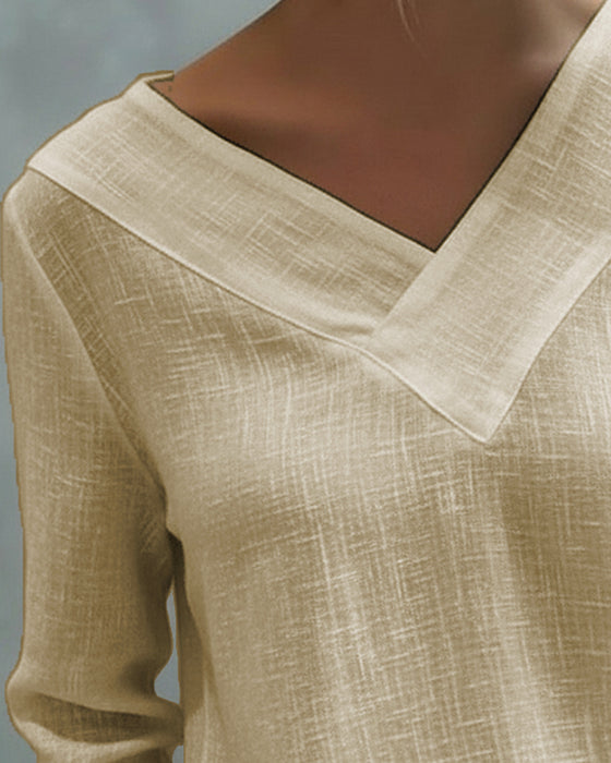 Haut Élégant Col V Décolleté Bretelle Tombante