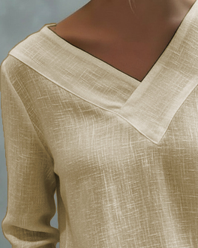 Haut Élégant Col V Décolleté Bretelle Tombante