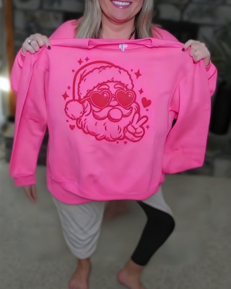 Sweat-shirt à col rond imprimé Père Noël