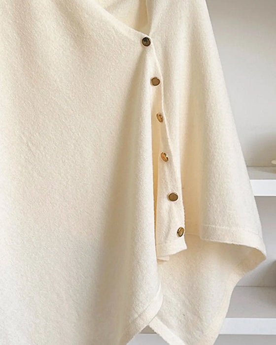 Manteau Polyvalent Bouton Asymétrique Cape Manteau