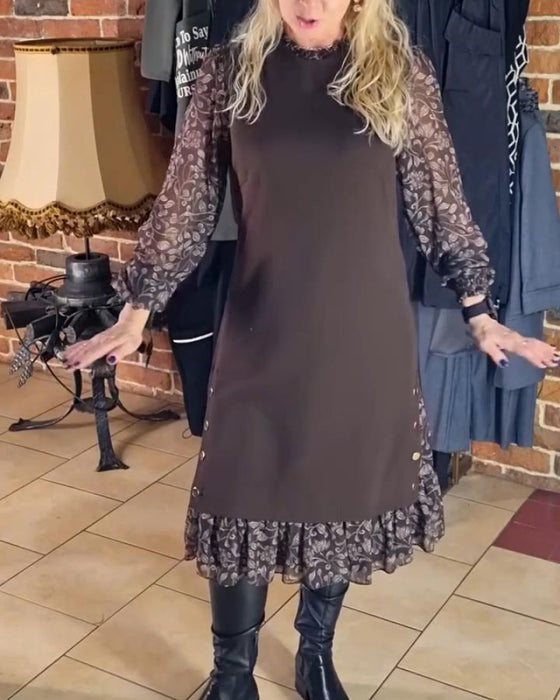 Robe À Col Rond Effet Faux Deux Pièces