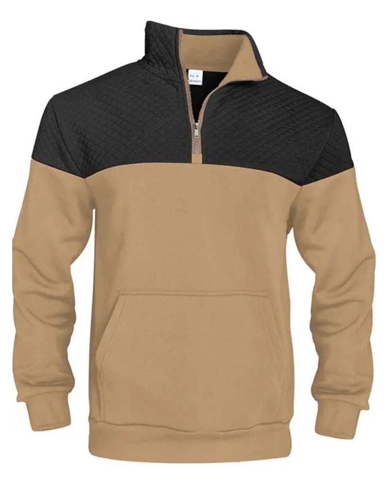 Sweat Homme Bloc De Couleur Revers Fermeture Éclair