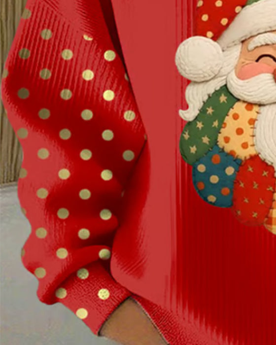 Sweat À Imprimé De Noël Rayé À Pois