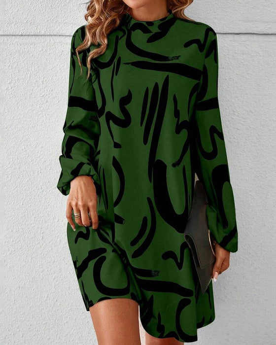 Robe Tendance Imprimé Géométrique Contrasté