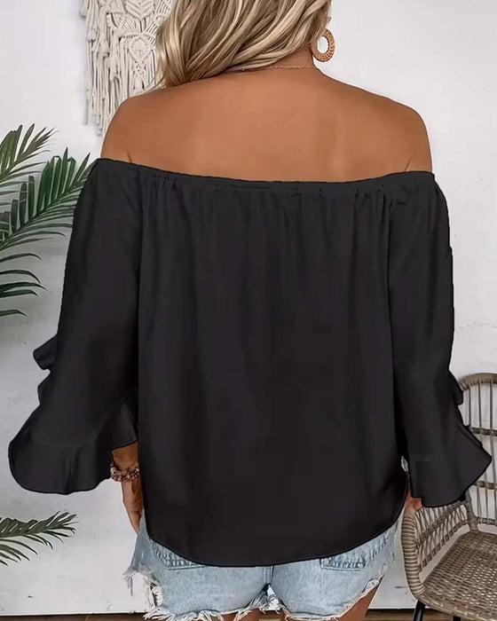 Blouse Bandage Off-Shoulder Manche Volantée