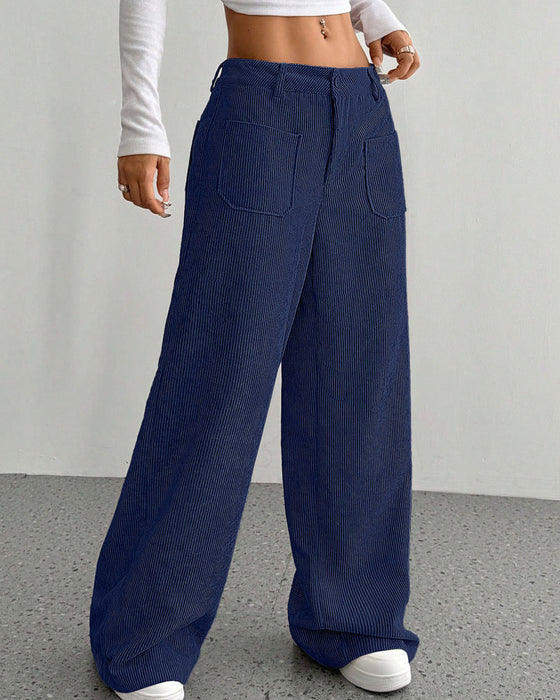 Pantalon Devant Dos Poche Unie Jambe Droite Long