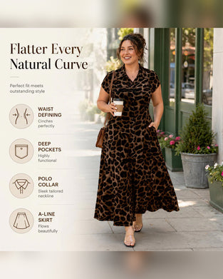 Robe Décontractée Imprimé Léopard Maxi