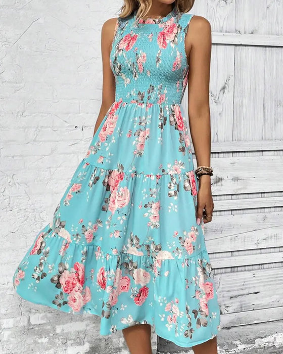 Robe Imprimé Floral Smocké