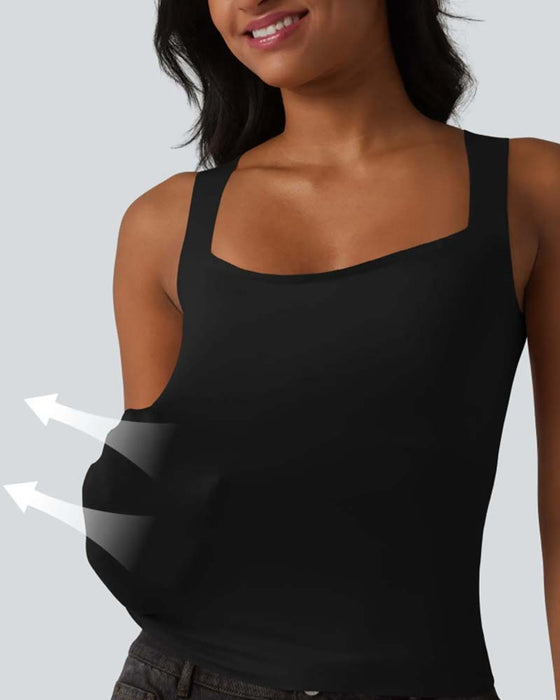Débardeur Unie Col Carré Soutien-Gorge Intégré
