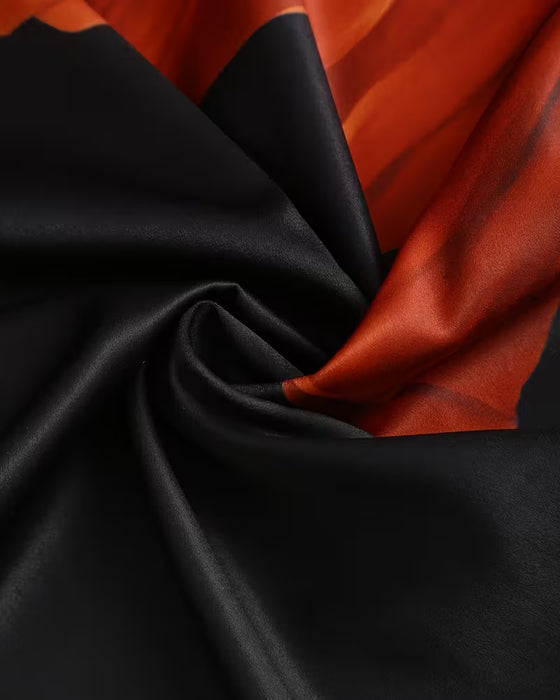 Blouse Revers Épaule Droite Imprimée