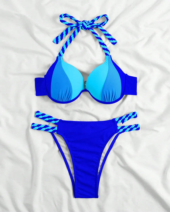 Ensemble bikini dos nu bloc de couleur