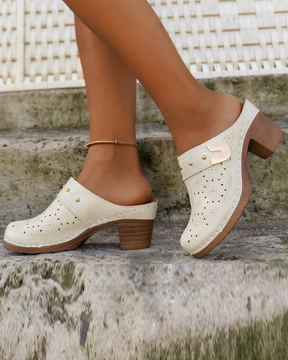 Sandales Bout Fermé Talon Bloc Enfilage