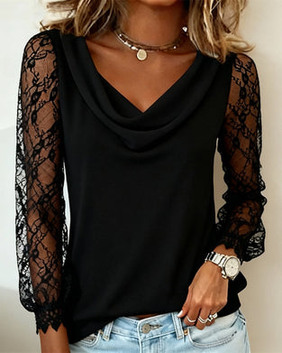 Haut À Col Drapé Et Détails Patchwork