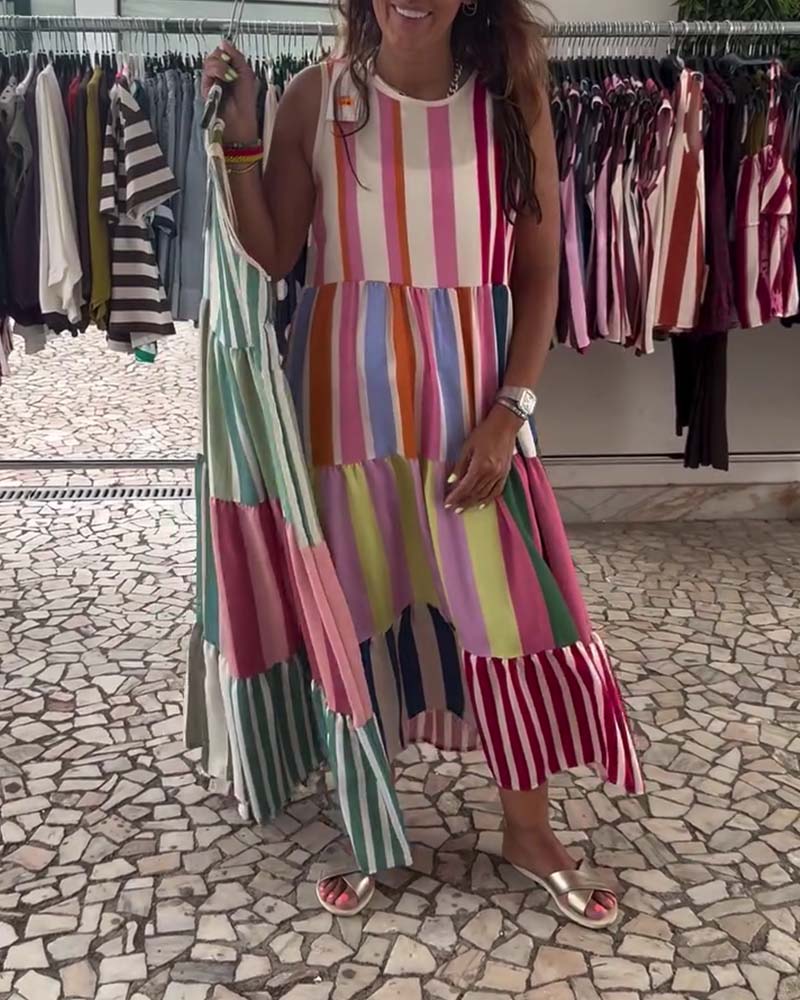 Robe Sans Manches Col Rond