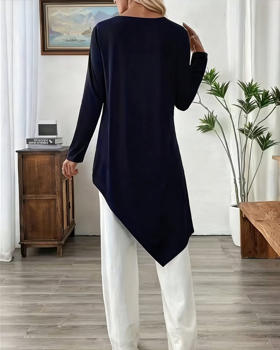 Haut Asymétrique Mi-Long Uni