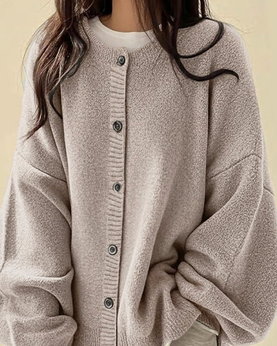 Cardigan Col Rond Boutonné Pull