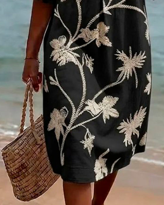 Robe Petite Col En V Volant Manche 3/4