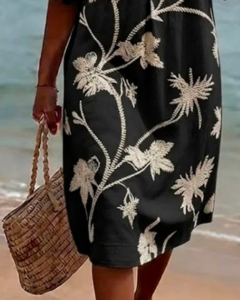 Robe Petite Col En V Volant Manche 3/4