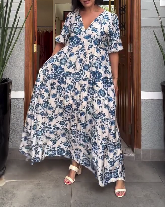 Robe Manches Courtes Imprimé Floral