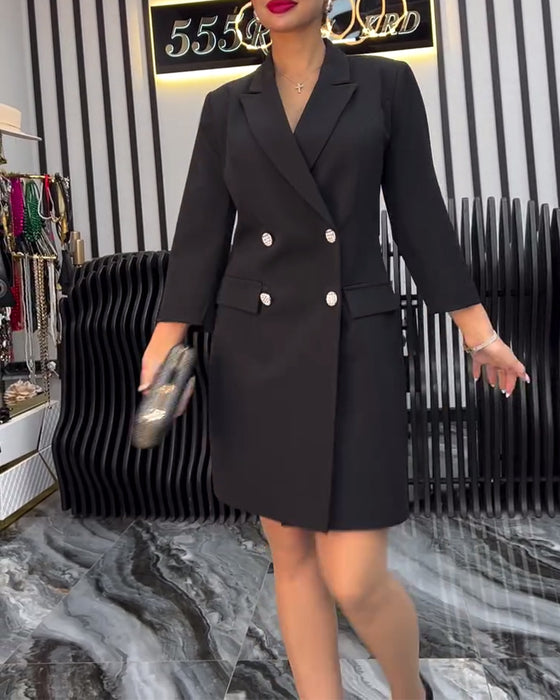 Robe Col Nœud Papillon Costume À Double Boutonnage