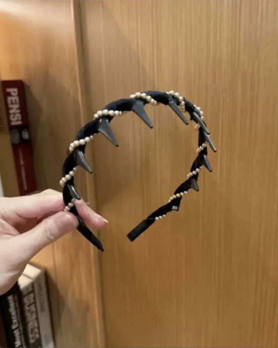 Bandeau Vintage Haut Crâne Perle Artificielle