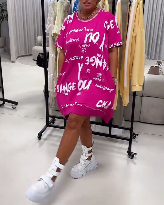 Robe Lâche Lettre Imprimé