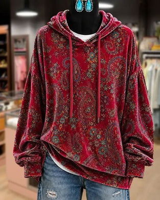 Hoodie Paisley Imprimé Velours