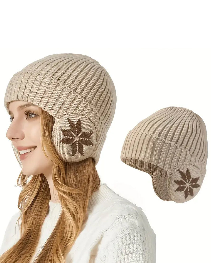 1 pièce Bonnet d’Hiver pour Femme Doublé en Polaire avec Oreilles en Polaire