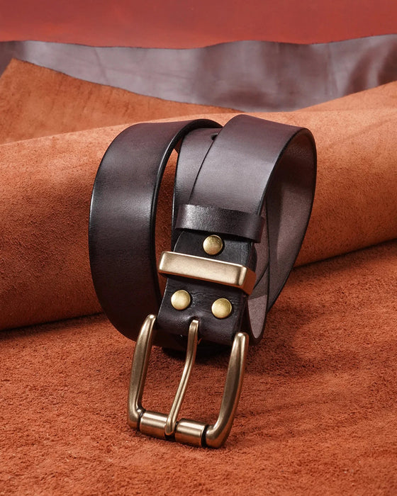 Ceinture Vintage Cuir Pleine Fleur Usé