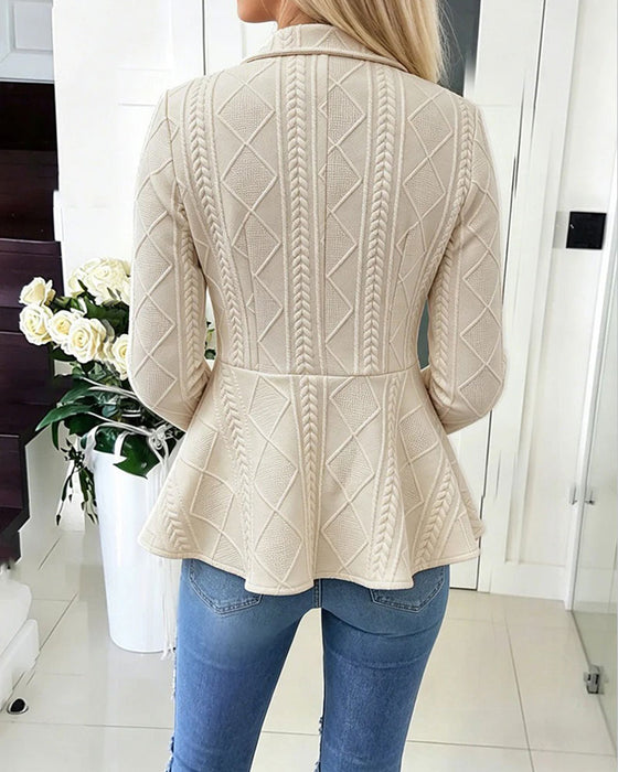 Veste Bouton Décontractée Unie