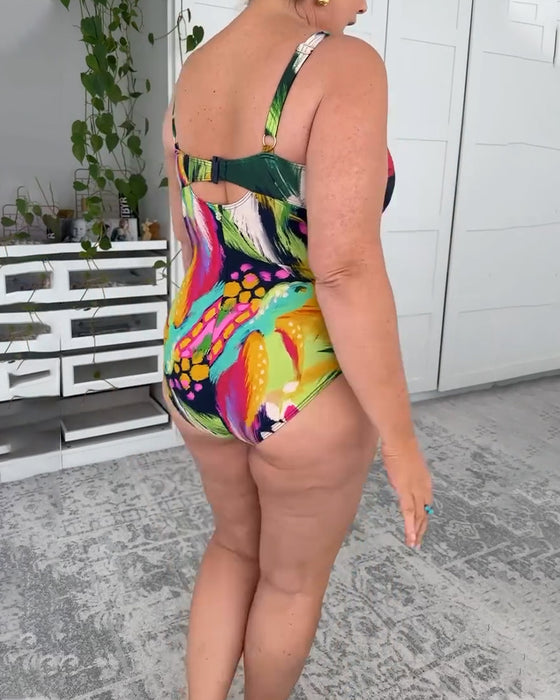 Maillot de Bain Monopièce Imprimé Feuilles