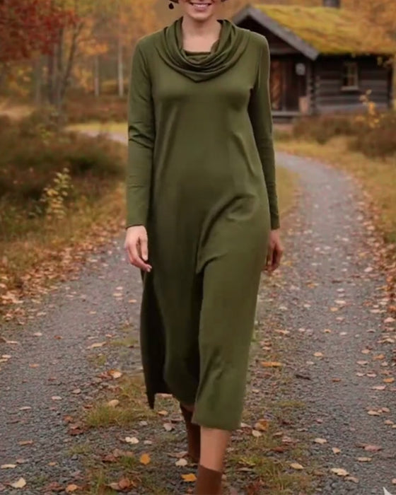 Robe décontractée simple de couleur unie avec poche