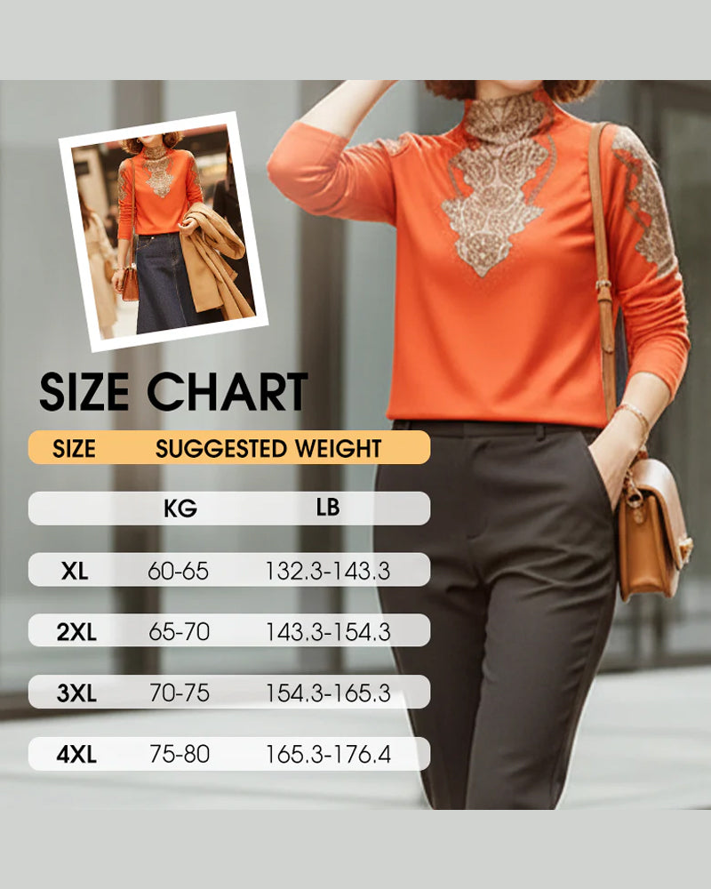 Haut Élégant Imprimé Cintré Femme Col Montant