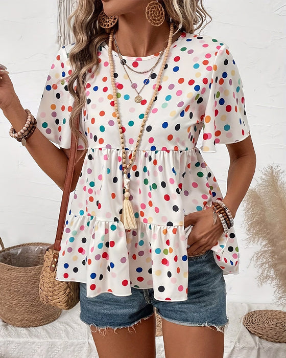 Chemisier Coloré Polka Dot Babydoll