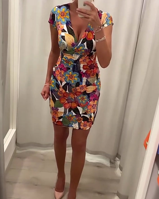 Robe sexy slim en V profond