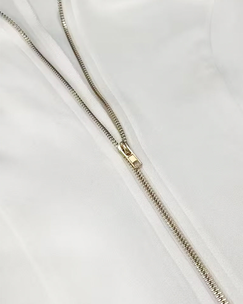 Robe À Col Zippé Et Ourlet À Franges