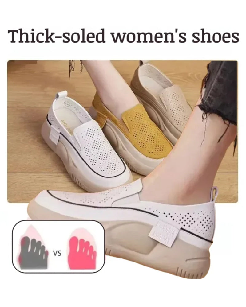 Chaussures Semelle Épaisse Femme Évidé Mocassins Bout Rond Capuchon