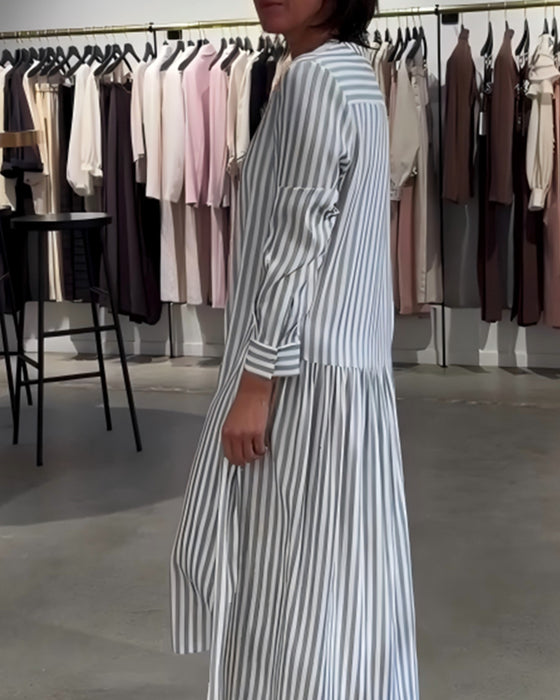 Robe Rayée Fente Côté Maxi