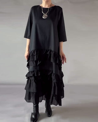 Robe À Col Rond À Double Couche