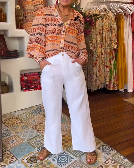 Chemise à revers et imprimé rétro