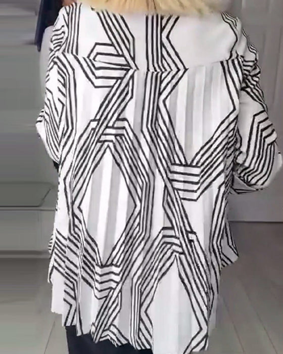 Haut décontracté plissé à imprimé contrasté