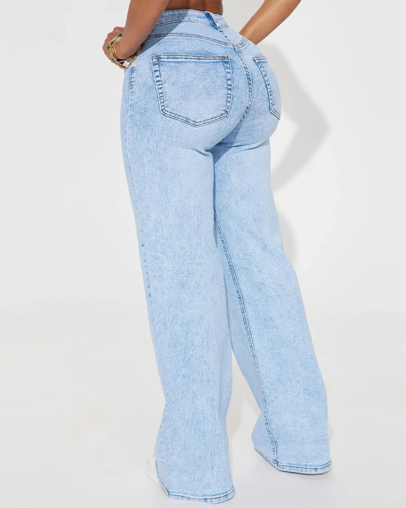 Jean Taille Haute Avec Effet Liftant Et Évasé Léger