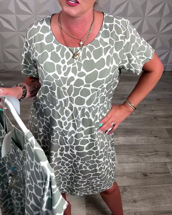 Robe décontractée imprimée col rond