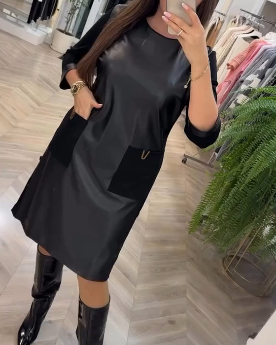 Robe fourreau à poches en patchwork tendance