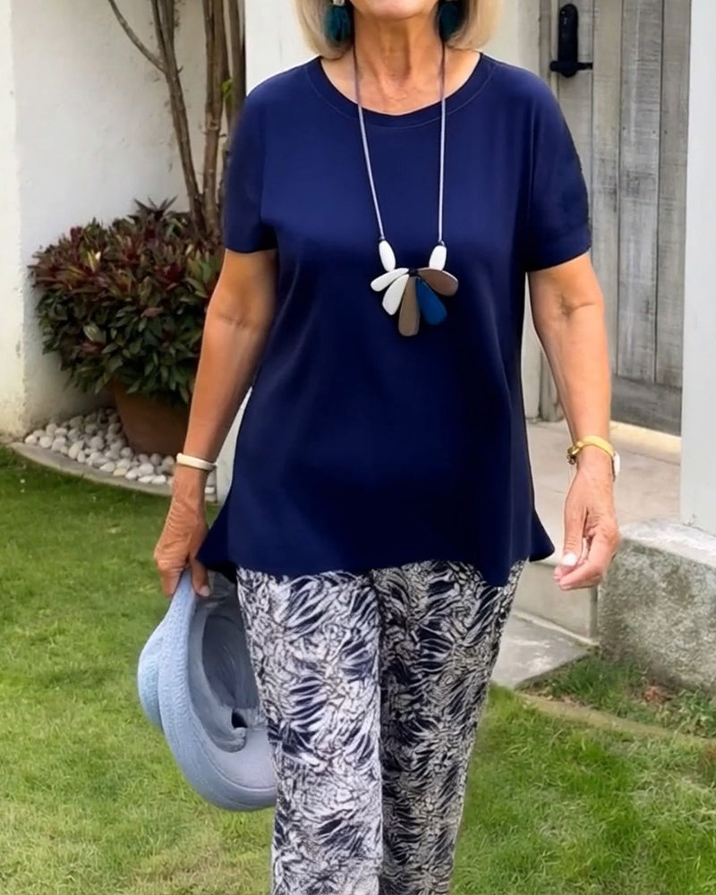 Set Unie Couleur Imprimé Casual
